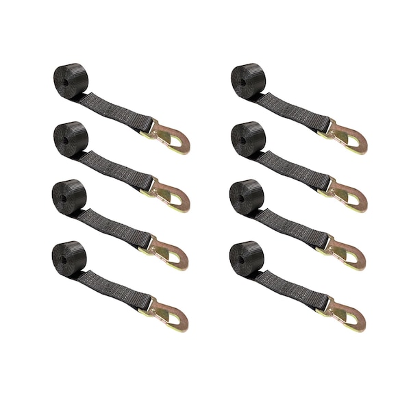 Tie 4 Safe 2" x 10' Wheel Lasso Lift Strap w/ Flat Snap Hook Tow Dolly Black, 8PK TWS21-2510-M3-BLK-C-8 - main